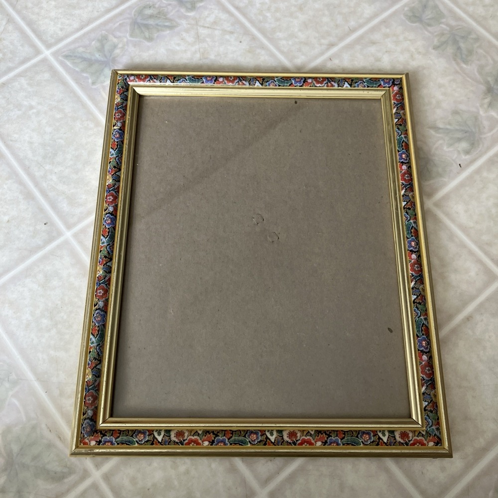 Metal Photo Frame Enamel w Flowers Edges Holds 8" x 10" Luxury Middle eastern